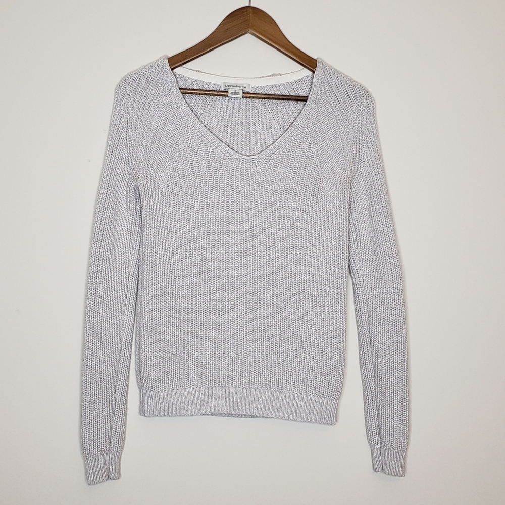 Preppy Minimalist Cable Knit Gray sweater Cotton Blend Small - Picture 2 of 7